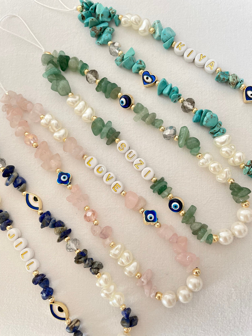 Personalized Healing Crystal Phone Straps/ Evil Eye Phone Charms/pearl Phone Charm/gemstone Phone Charm/phone Lanyard
