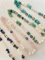 Personalized Healing Crystal Phone Straps/ Evil Eye Phone Charms/pearl Phone Charm/gemstone Phone Charm/phone Lanyard