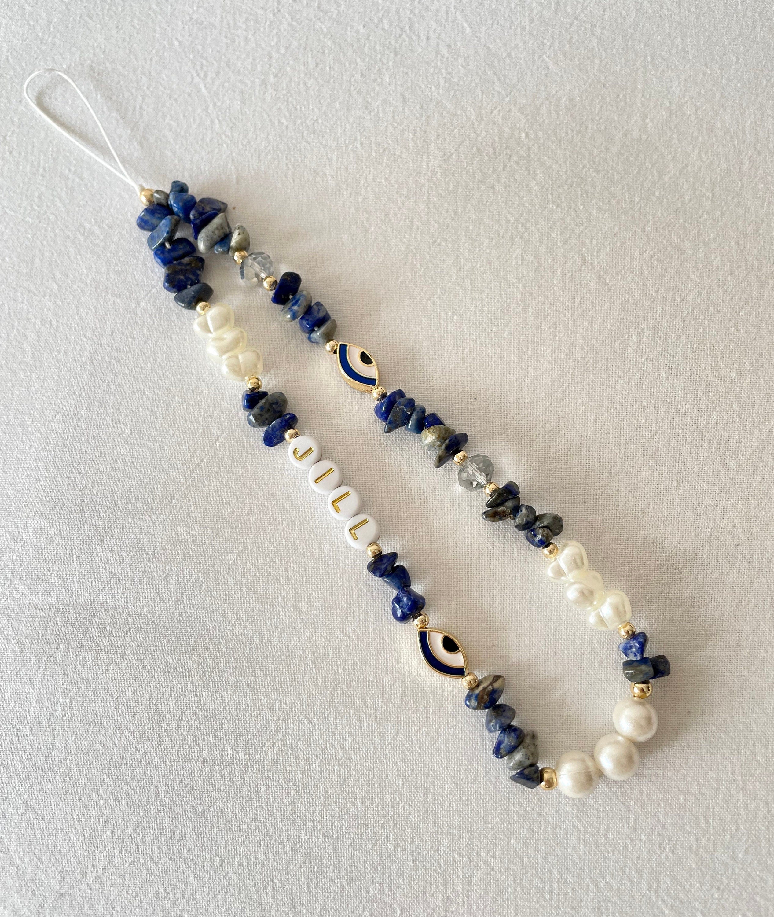 Personalized Healing Crystal Phone Straps/ Evil Eye Phone Charms/pearl Phone Charm/gemstone Phone Charm/phone Lanyard