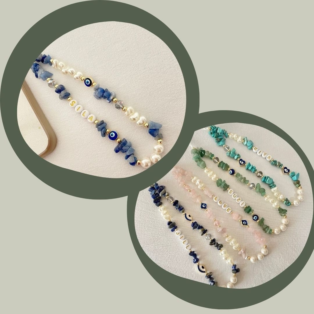 Personalized Healing Crystal Phone Straps/ Evil Eye Phone Charms/pearl Phone Charm/gemstone Phone Charm/phone Lanyard