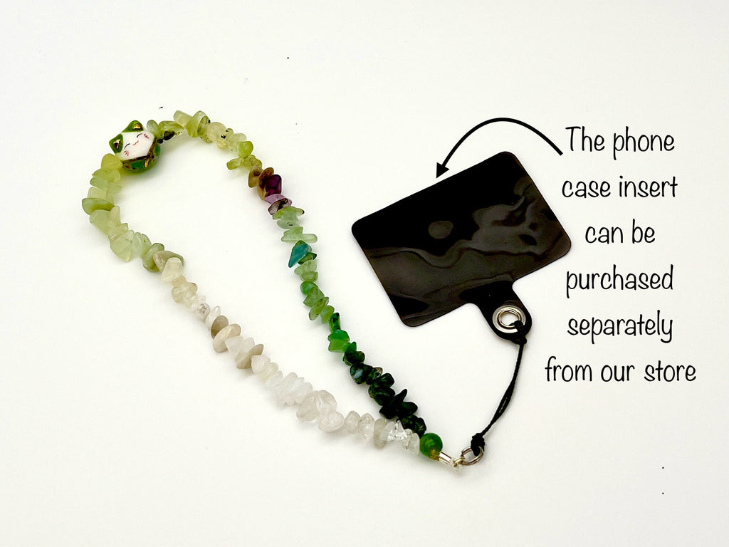 Lucky Cat Phone Strap: Aventurine Gemstone Beaded Wristlet