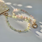 Personalised Phone Charm Custom Phone Strap Gemstone Healing Crystal Phone Chain Pearl Beaded Phone Charm Lanyard Gemstone Phone Wristlet