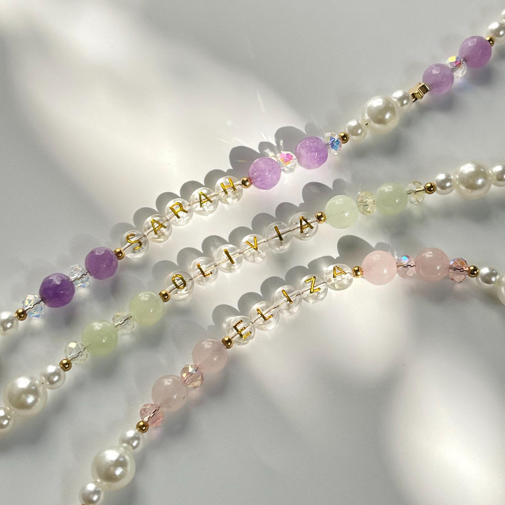 Personalised Phone Charm Custom Phone Strap Gemstone Healing Crystal Phone Chain Pearl Beaded Phone Charm Lanyard Gemstone Phone Wristlet