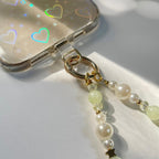 Personalised Phone Charm Custom Phone Strap Gemstone Healing Crystal Phone Chain Pearl Beaded Phone Charm Lanyard Gemstone Phone Wristlet