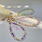 Personalised Phone Charm Custom Phone Strap Gemstone Healing Crystal Phone Chain Pearl Beaded Phone Charm Lanyard Gemstone Phone Wristlet