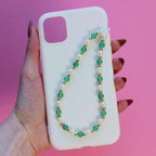 Green Phone Strap - Pearl Phone Strap Bead Phone Strap Crystal Phone Strap Cute Custom Phone Charm Strap Green Wrist Strap Aventurine Charm