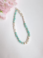 Personalised Beaded Phone Charm, Custom Green Pearl Cell Phone Camera Lanyard