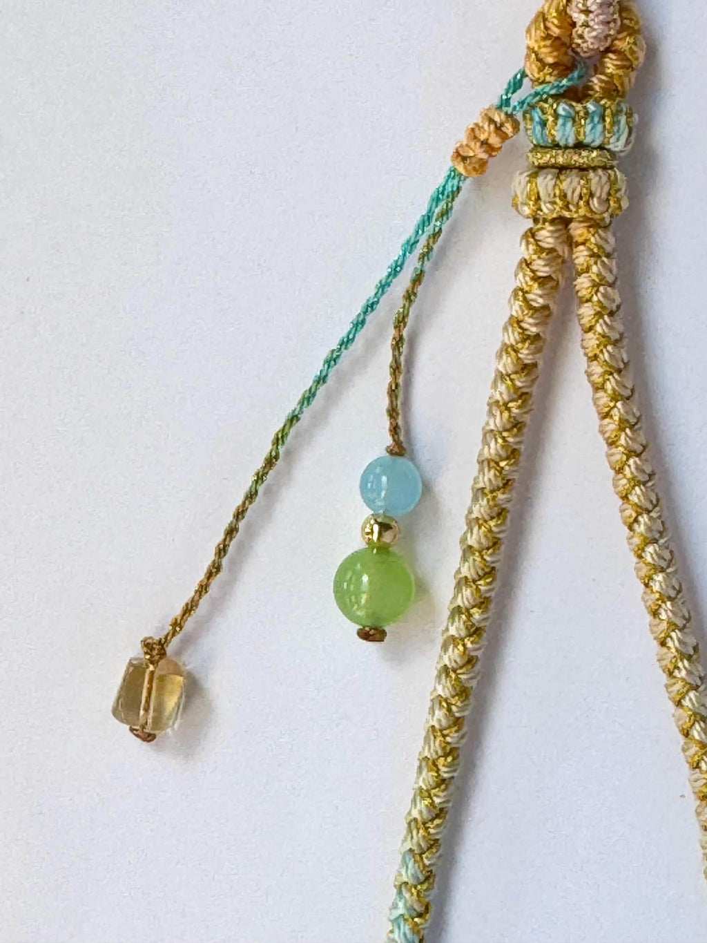Handmade Phone Strap / Camera Lanyard With Gemstones, Braided Wristlet With Rose Charm #14