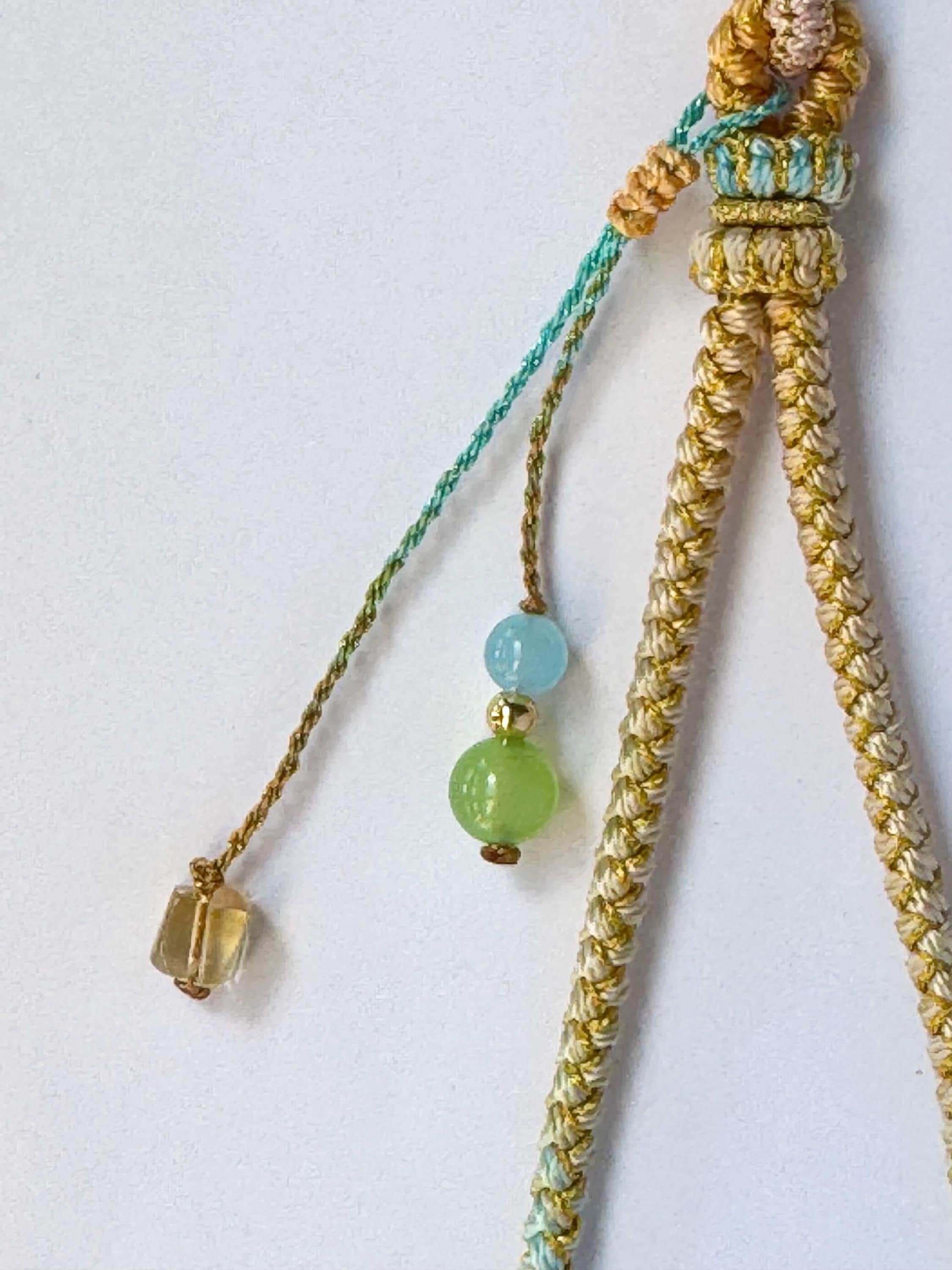Handmade Phone Strap / Camera Lanyard With Gemstones, Braided Wristlet With Rose Charm #14