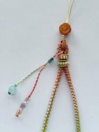 Handmade Phone Strap / Camera Lanyard With Gemstones, Braided Wristlet With Rose Charm #14