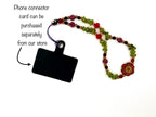 Peridot Phone Chain, August Zodiac Gemstone Strap, Healing Crystal Phone Bracelet, Bead Key Charm, Floral Phone Wristlet, Phone Case String