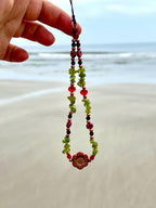 Peridot Phone Chain, August Zodiac Gemstone Strap, Healing Crystal Phone Bracelet, Bead Key Charm, Floral Phone Wristlet, Phone Case String