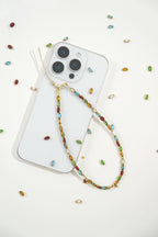 Vintage Rainbow Crystal Beaded Phone Charm Strap