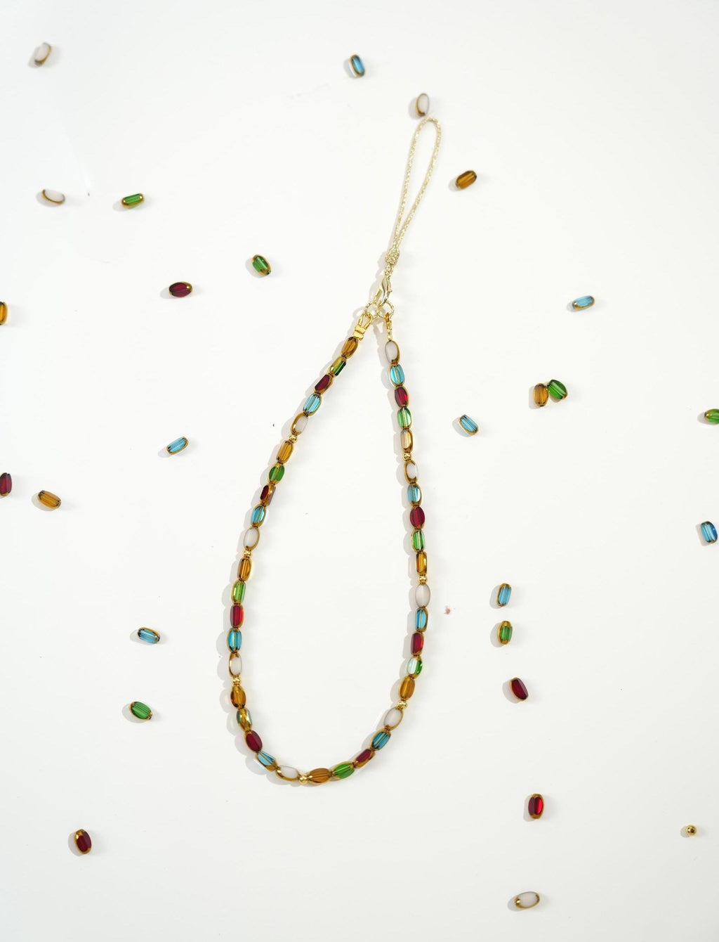 Vintage Rainbow Crystal Beaded Phone Charm Strap