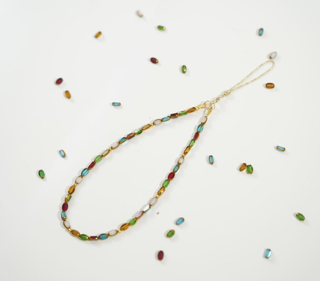 Vintage Rainbow Crystal Beaded Phone Charm Strap