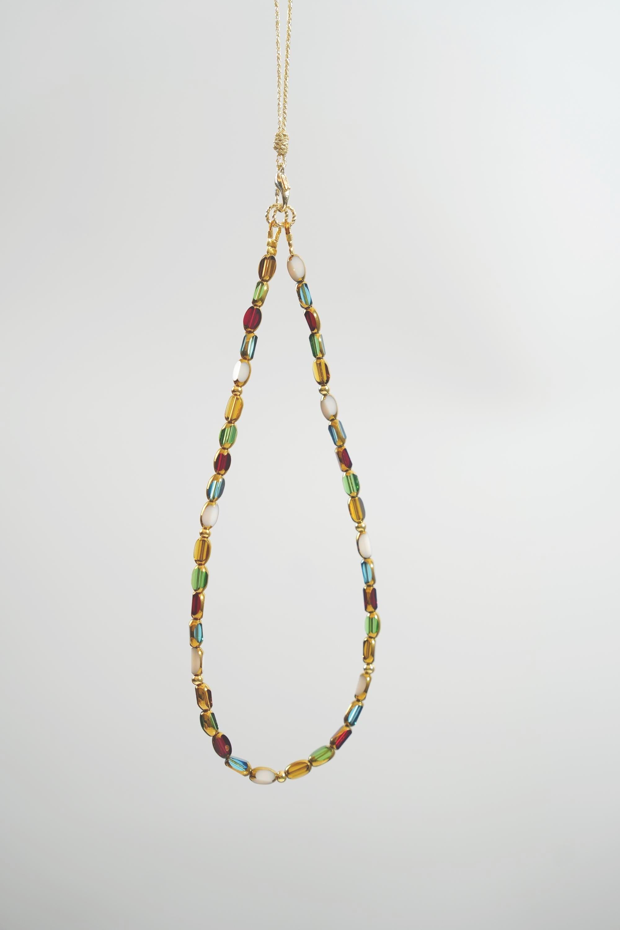 Vintage Rainbow Crystal Beaded Phone Charm Strap