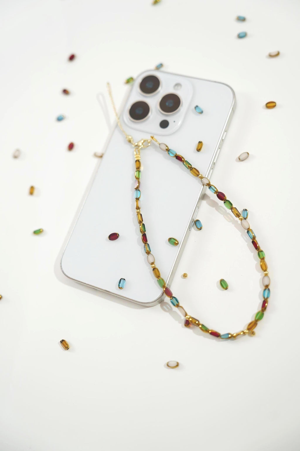 Vintage Rainbow Crystal Beaded Phone Charm Strap