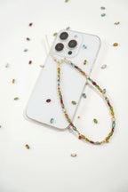 Vintage Rainbow Crystal Beaded Phone Charm Strap
