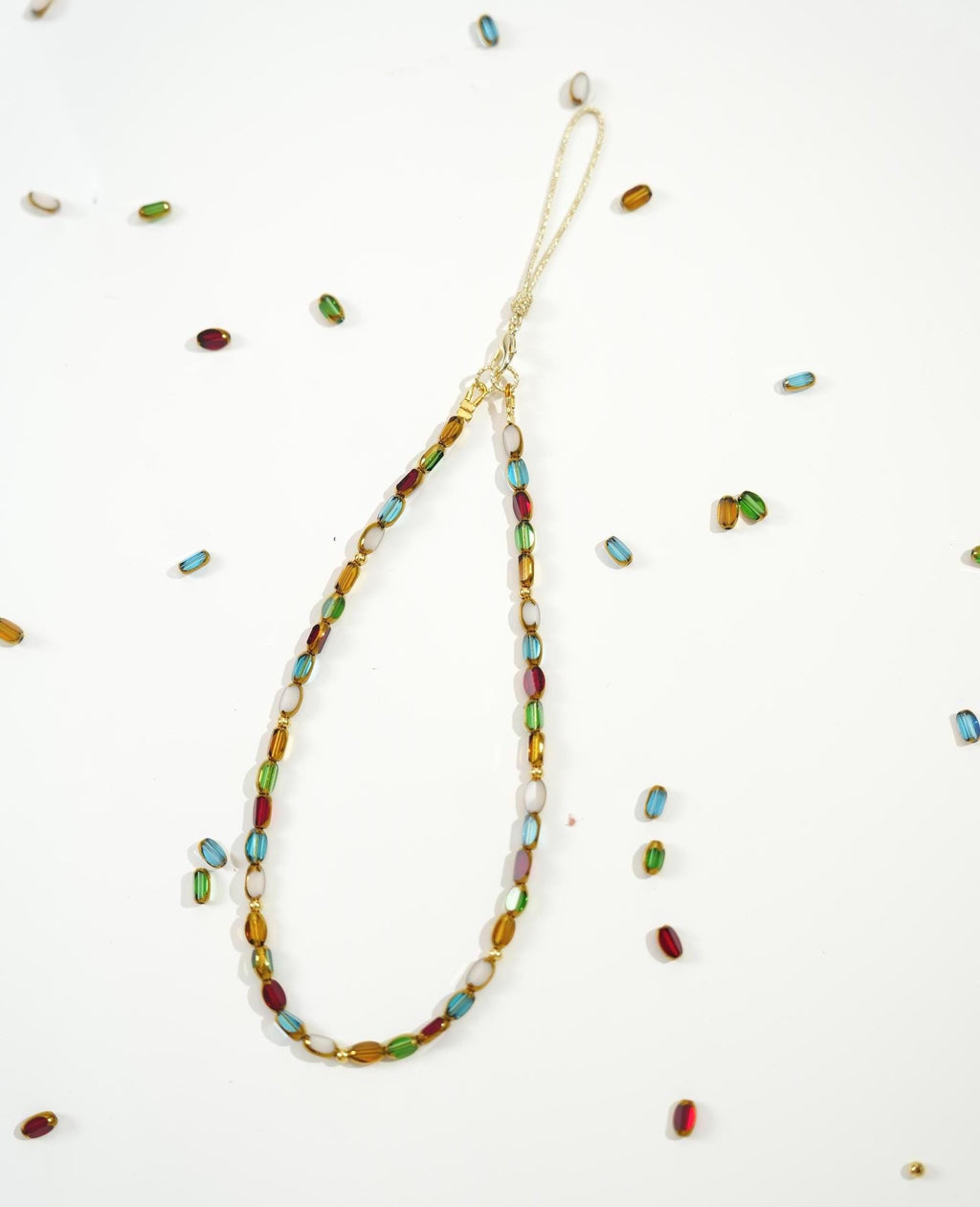 Vintage Rainbow Crystal Beaded Phone Charm Strap