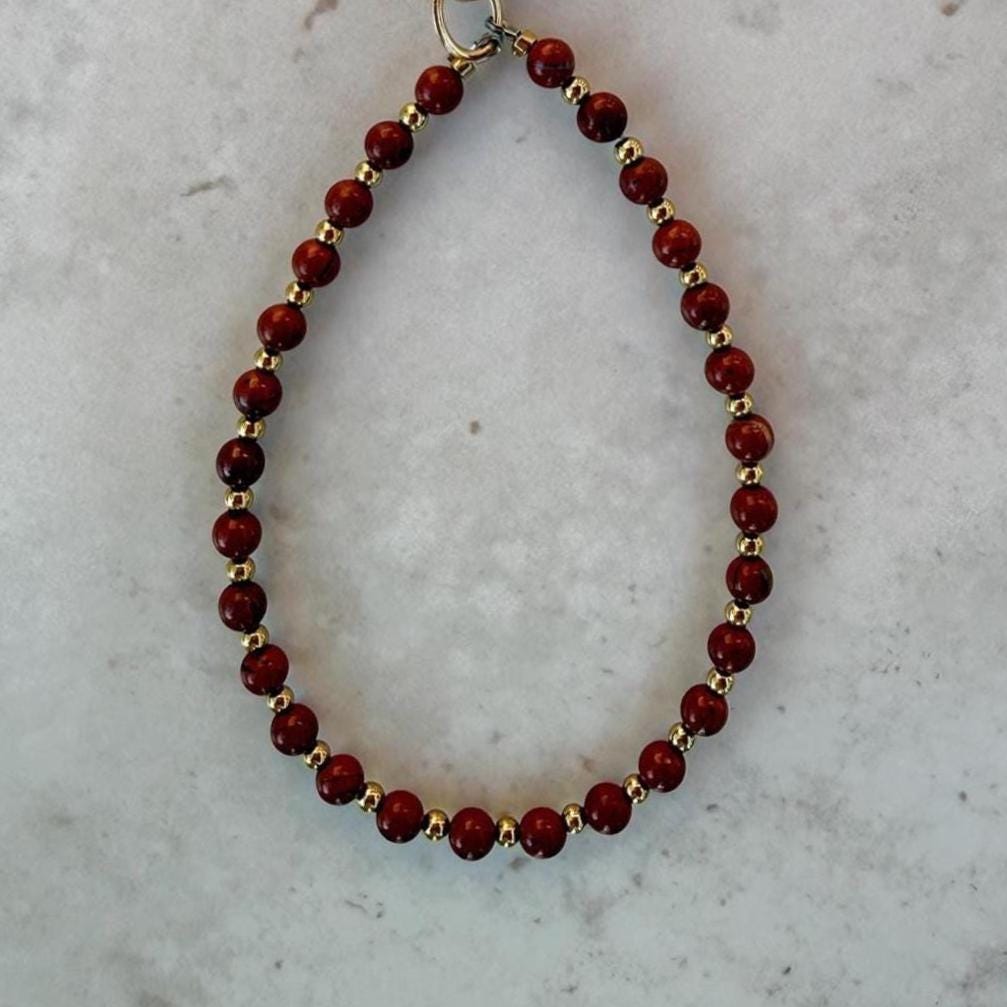 Natural Agate Stone Beaded Phone Strap With Insert - Universal Fit