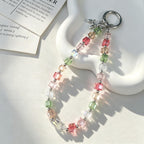 Multi-color Cube Crystal Phone Chain • Iridescent Square Beaded Lanyard